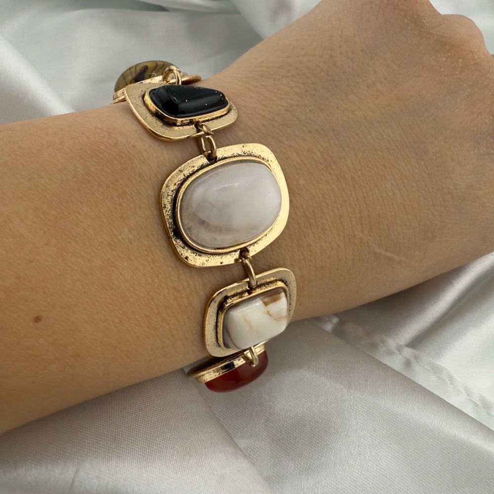 Bohemian Vintage Colorful Rock Multi-Stone Bracelet - Picture 3 of 10